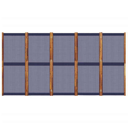 Dark Blue Fabric 5-Panel Room Divider, 350x180 cm