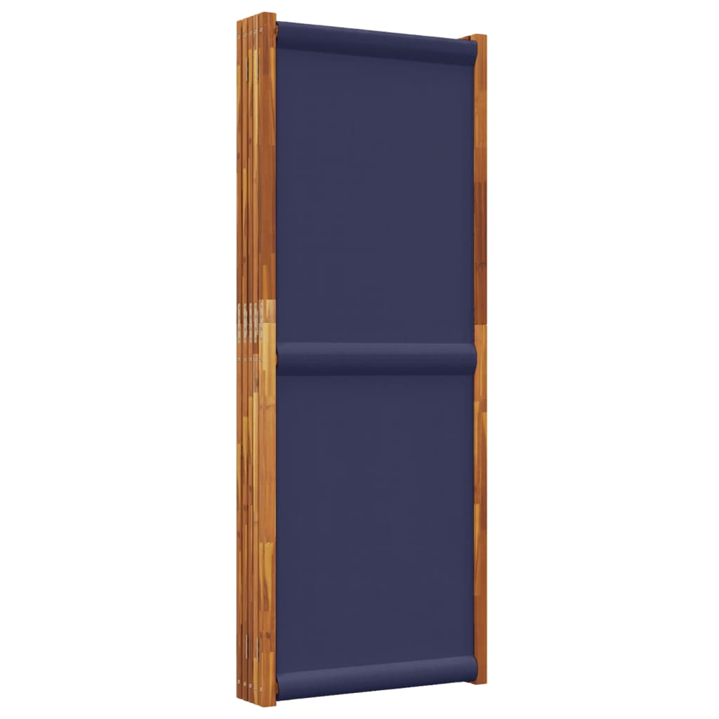 Dark Blue Fabric 5-Panel Room Divider, 350x180 cm