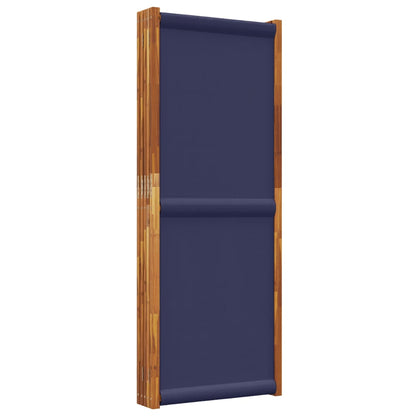 Dark Blue Fabric 5-Panel Room Divider, 350x180 cm