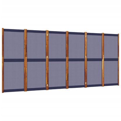 Elegant Dark Blue 6-Panel Room Divider, 420x180 cm Fabric Screen