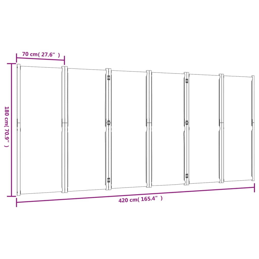 Elegant Dark Blue 6-Panel Room Divider, 420x180 cm Fabric Screen