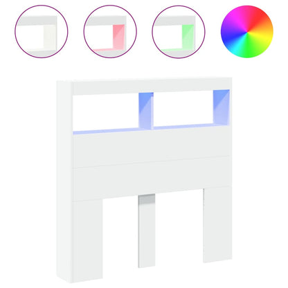 LED Headboard Cabinet White 100x17x102 cm - Sleek Storage Solution