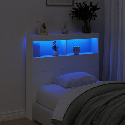 LED Headboard Cabinet White 100x17x102 cm - Sleek Storage Solution
