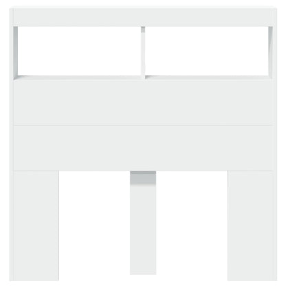 LED Headboard Cabinet White 100x17x102 cm - Sleek Storage Solution