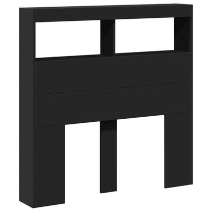 Sleek Black LED Headboard Cabinet 100x17x102 cm - Modern Design