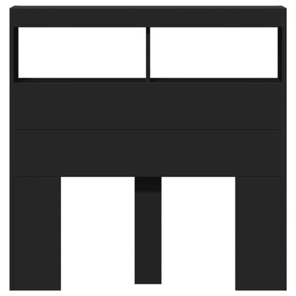 Sleek Black LED Headboard Cabinet 100x17x102 cm - Modern Design