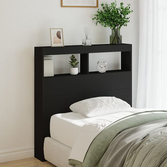 Sleek Black LED Headboard Cabinet 100x17x102 cm - Modern Design