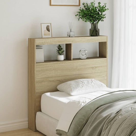 LED Headboard Cabinet, Sonoma Oak, 100x17x102 cm - Modern Style