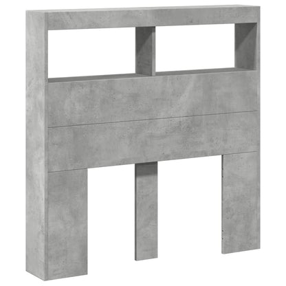 LED Headboard Cabinet, Concrete Grey, 100x17x102 cm - Modern Design