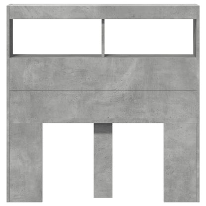 LED Headboard Cabinet, Concrete Grey, 100x17x102 cm - Modern Design