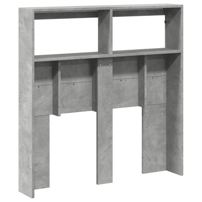 LED Headboard Cabinet, Concrete Grey, 100x17x102 cm - Modern Design