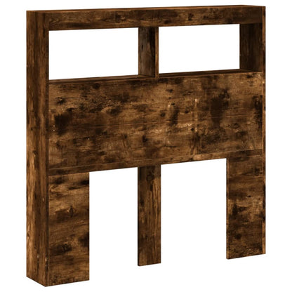 LED Smoked Oak Headboard Cabinet - 100x17x102 cm, Stylish Storage