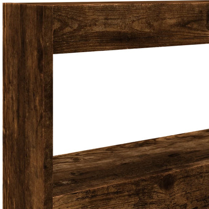 LED Smoked Oak Headboard Cabinet - 100x17x102 cm, Stylish Storage