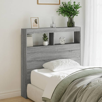 LED Headboard Cabinet in Grey Sonoma, 100x17x102 cm