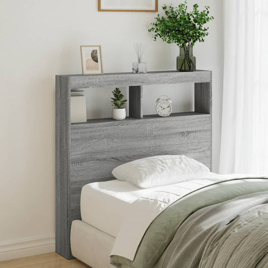 LED Headboard Cabinet in Grey Sonoma, 100x17x102 cm