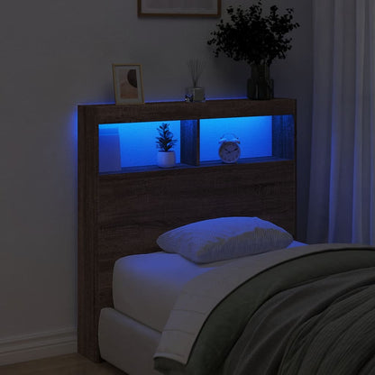 LED Headboard Cabinet, Brown Oak, 100x17x102 cm - Stylish & Functional