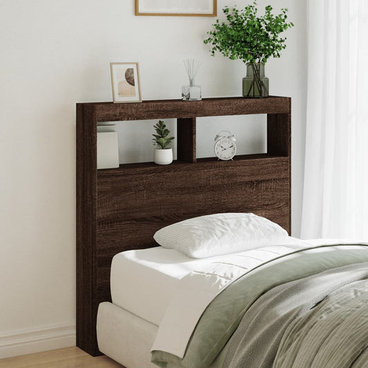 LED Headboard Cabinet, Brown Oak, 100x17x102 cm - Stylish & Functional
