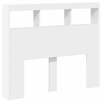 LED White Headboard Cabinet, Wood, 120x17x102 cm