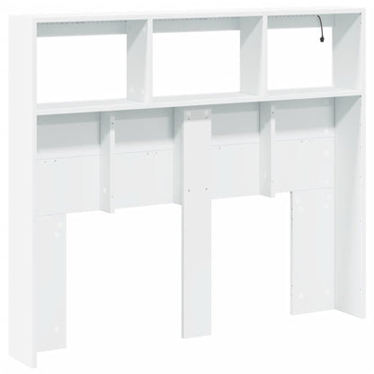 LED White Headboard Cabinet, Wood, 120x17x102 cm