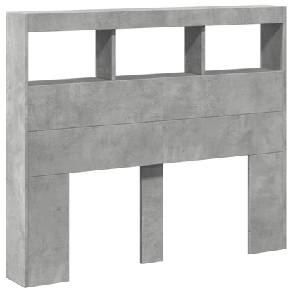 LED Headboard Cabinet - Concrete Grey, 120x17x102 cm