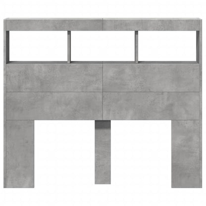 LED Headboard Cabinet - Concrete Grey, 120x17x102 cm