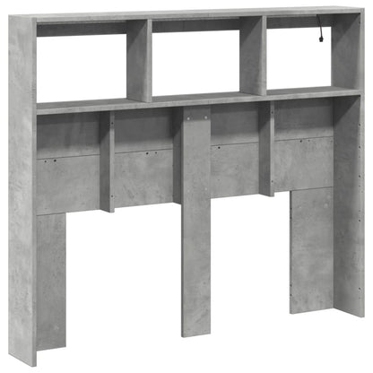 LED Headboard Cabinet - Concrete Grey, 120x17x102 cm