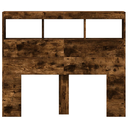 LED Headboard Cabinet, Smoked Oak, 120x17x102 cm