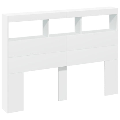 White LED Headboard Cabinet, 140x17x102 cm - Sleek & Modern Design