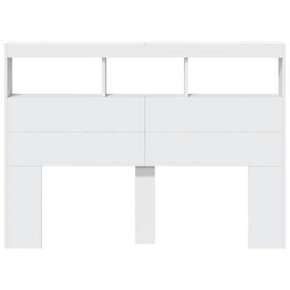 White LED Headboard Cabinet, 140x17x102 cm - Sleek & Modern Design