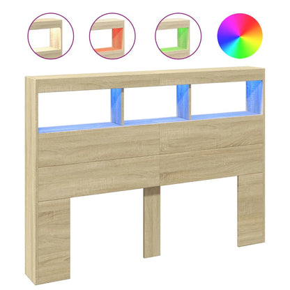 Sonoma Oak LED Headboard Cabinet 140x17x102 cm - Stylish Storage