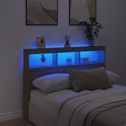 Sonoma Oak LED Headboard Cabinet 140x17x102 cm - Stylish Storage