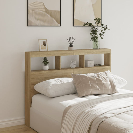 Sonoma Oak LED Headboard Cabinet 140x17x102 cm - Stylish Storage