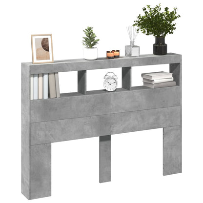 LED Concrete Grey Headboard Cabinet, 140x17x102 cm