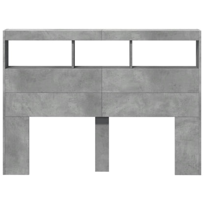 LED Concrete Grey Headboard Cabinet, 140x17x102 cm
