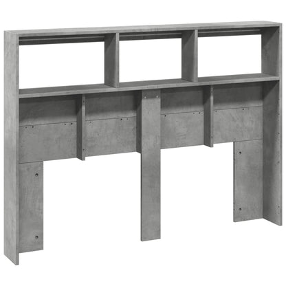 LED Concrete Grey Headboard Cabinet, 140x17x102 cm
