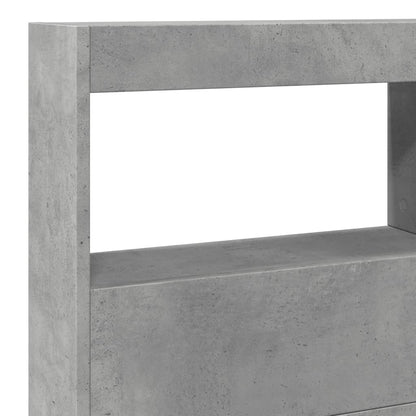 LED Concrete Grey Headboard Cabinet, 140x17x102 cm