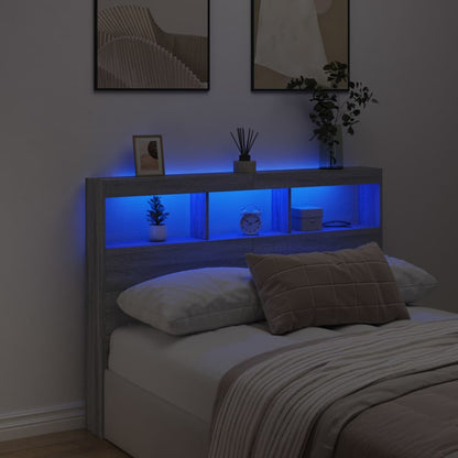 Grey Sonoma LED Headboard Cabinet - 140x17x102 cm