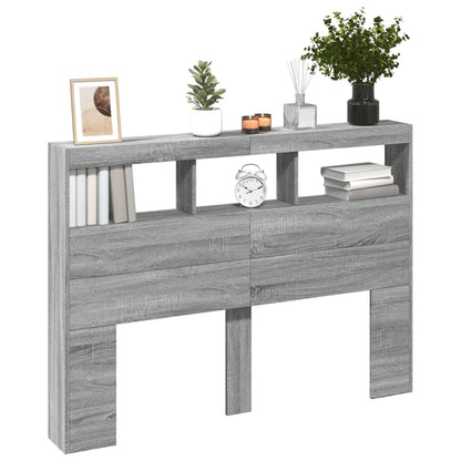 Grey Sonoma LED Headboard Cabinet - 140x17x102 cm