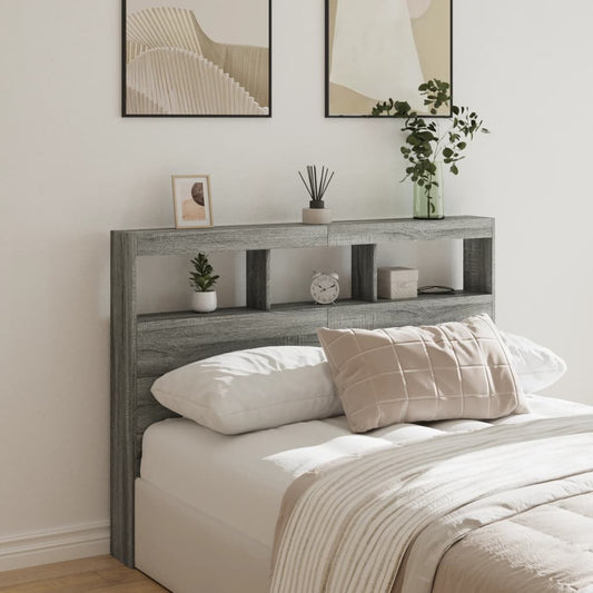 Grey Sonoma LED Headboard Cabinet - 140x17x102 cm