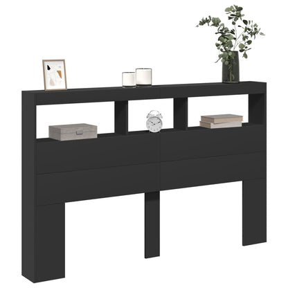 LED Black Headboard Cabinet 160x17x102 cm - Sleek & Modern Design