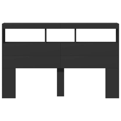 LED Black Headboard Cabinet 160x17x102 cm - Sleek & Modern Design