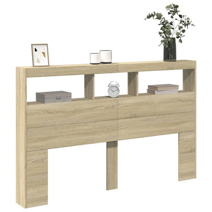 Sonoma Oak LED Headboard Cabinet 160x17x102 cm | Stylish Bedroom Storage