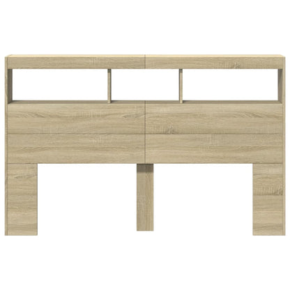 Sonoma Oak LED Headboard Cabinet 160x17x102 cm | Stylish Bedroom Storage