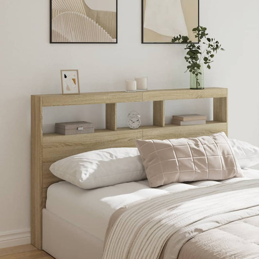 Sonoma Oak LED Headboard Cabinet 160x17x102 cm | Stylish Bedroom Storage