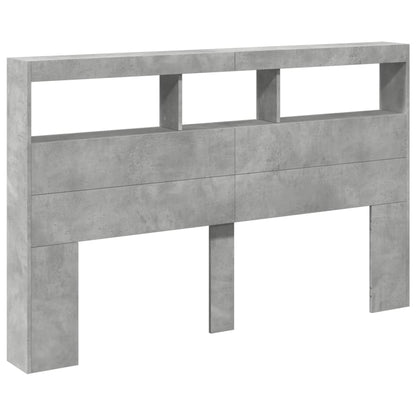 Concrete Grey LED Headboard Cabinet 160x17x102 cm