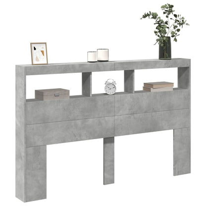 Concrete Grey LED Headboard Cabinet 160x17x102 cm