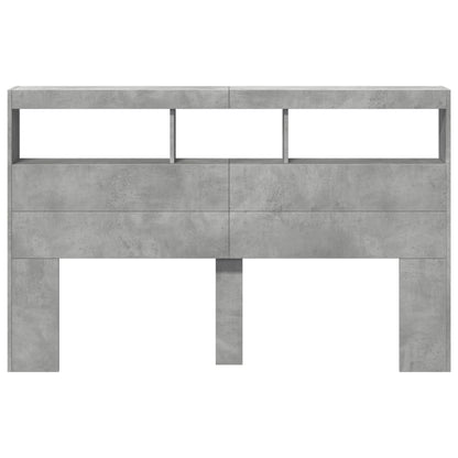 Concrete Grey LED Headboard Cabinet 160x17x102 cm