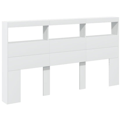 LED Headboard Cabinet White 180x17x102 cm - Stylish Storage Solution