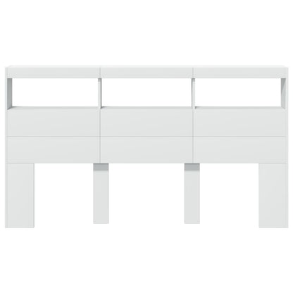 LED Headboard Cabinet White 180x17x102 cm - Stylish Storage Solution