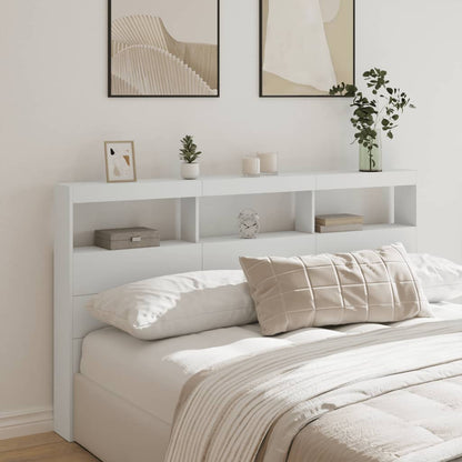 LED Headboard Cabinet White 180x17x102 cm - Stylish Storage Solution